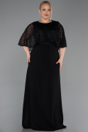 Abendgarderobe in Großen Größen Lang Chiffon Schwarz ABU6063