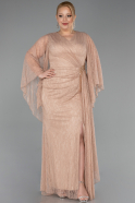 Abendkleid in Übergröße Lang Spitze Nerzbraun ABU6065