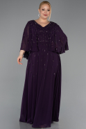 Abendgarderobe in Großen Größen Lang Chiffon Violett dunkel ABU6066
