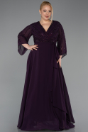 Abendgarderobe in Großen Größen Lang Chiffon Violett dunkel ABU6067