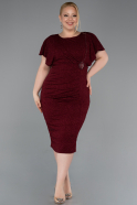 Abendkleid in Übergröße Midi Weinrot ABK2535