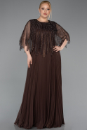 Abendgarderobe in Großen Größen Lang Chiffon Braun ABU6012