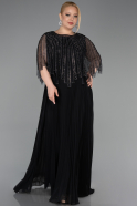 Abendgarderobe in Großen Größen Lang Chiffon Schwarz ABU6012