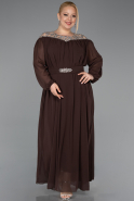 Braun Kleider İn Großen Größen Chiffon Lang ABU5555