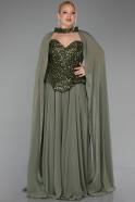 Khaki Abendkleid İn Übergröße Chiffon Lang ABU5940