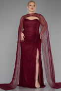 Abendkleid in Übergröße Lang Spitze Weinrot ABU6070