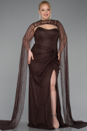 Abendkleid in Übergröße Lang Spitze Braun ABU6070