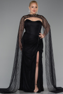 Abendkleid in Übergröße Lang Spitze Schwarz ABU6070