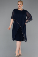 Einladungskleid In Übergröße Midi Chiffon Marineblau ABK2600