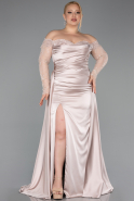 Beige Kleider İn Großen Größen Satin Lang ABU4348