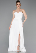 Abschlusskleid Lang Chiffon Weiß ABU4965