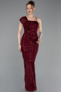 Abschlusskleid Lang Schuppig Weinrot ABU6075