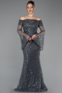 Anthrazit Abendkleid İm Meerjungfrau-Stil Schuppig Lang ABU5623