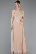 Abendkleid Lang Chiffon Beige ABU6081