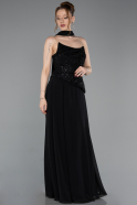 Abendkleid Lang Chiffon Schwarz ABU6081