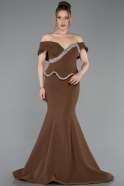 Abendkleid im Meerjungfrau-Stil Lang Braun ABU6046