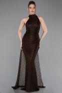 Abendkleid Lang Spitze Braun ABU6084