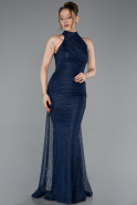 Abendkleid Lang Spitze Marineblau ABU6084
