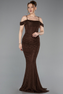 Abendkleid Lang Spitze Braun ABU6085
