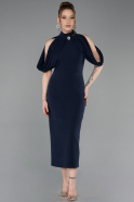 Marineblau Abendkleid Midi ABK2517