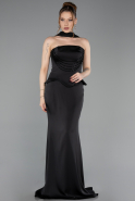 Abendkleid im Meerjungfrau-Stil Lang Satin Schwarz ABU6086