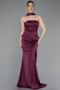 Abendkleid im Meerjungfrau-Stil Lang Satin Kirschrot ABU6086