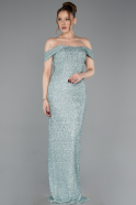 Abendkleid Lang Perlenbesetzt Minzgrün ABU6057