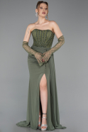 Khaki Standesamtkleid Chiffon Lang ABU5791