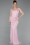 Puder Abendkleid Spitze Lang ABU6148