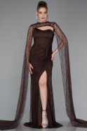 Braun Standesamtkleid Spitze Lang ABU5614