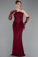 Abendkleid Lang Spitze Weinrot ABU6089