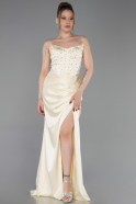 Abschlusskleid Lang Satin Gelb ABU6091