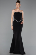 Abendkleid im Meerjungfrau-Stil Lang Schwarz ABU6092