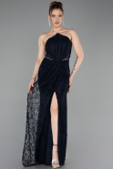 Abschlusskleid Lang Spitze Marineblau ABU6077
