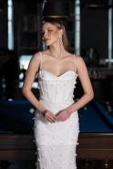 Standesamtkleid Lang Spitze Weiß ABU6040