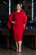 Partykleid in Übergröße Midi Rot ABK2383