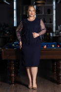 Abendkleid in Übergröße Midi Marineblau ABK2417
