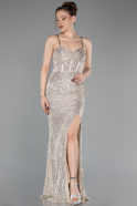 Abschlusskleid Lang Beige ABU6106