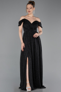 Abendkleid Lang Schwarz-Silber ABU6107