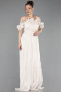 Abschlusskleid Lang Chiffon Beige ABU6110