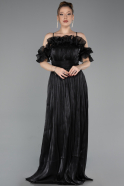 Abschlusskleid Lang Chiffon Schwarz ABU6110