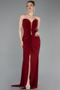 Abendkleid in Übergröße Lang Weinrot ABU6097