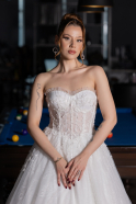 Hochzeitskleider Lang Spitze Weiß ABG193