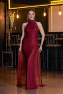 Abendkleid Lang Spitze Weinrot ABU6084