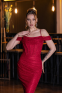 Abendkleid Lang Spitze Weinrot ABU6085