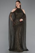 Standesamtkleid Lang Perlenbesetzt Khaki ABU6117