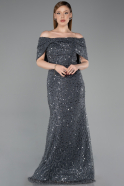 Abschlusskleid Lang Spitze Anthrazit ABU6119