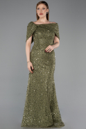Abschlusskleid Lang Spitze Khaki ABU6119