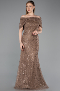Abschlusskleid Lang Spitze Braun ABU6119