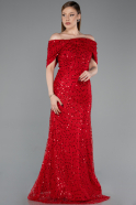 Abschlusskleid Lang Spitze Rot ABU6119